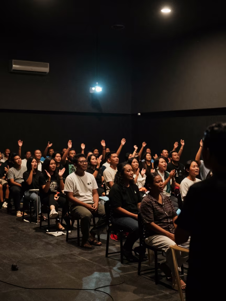 Lombok Rehearsal Audience Standing Ovation Night in in a rehearsal room in Lombok
