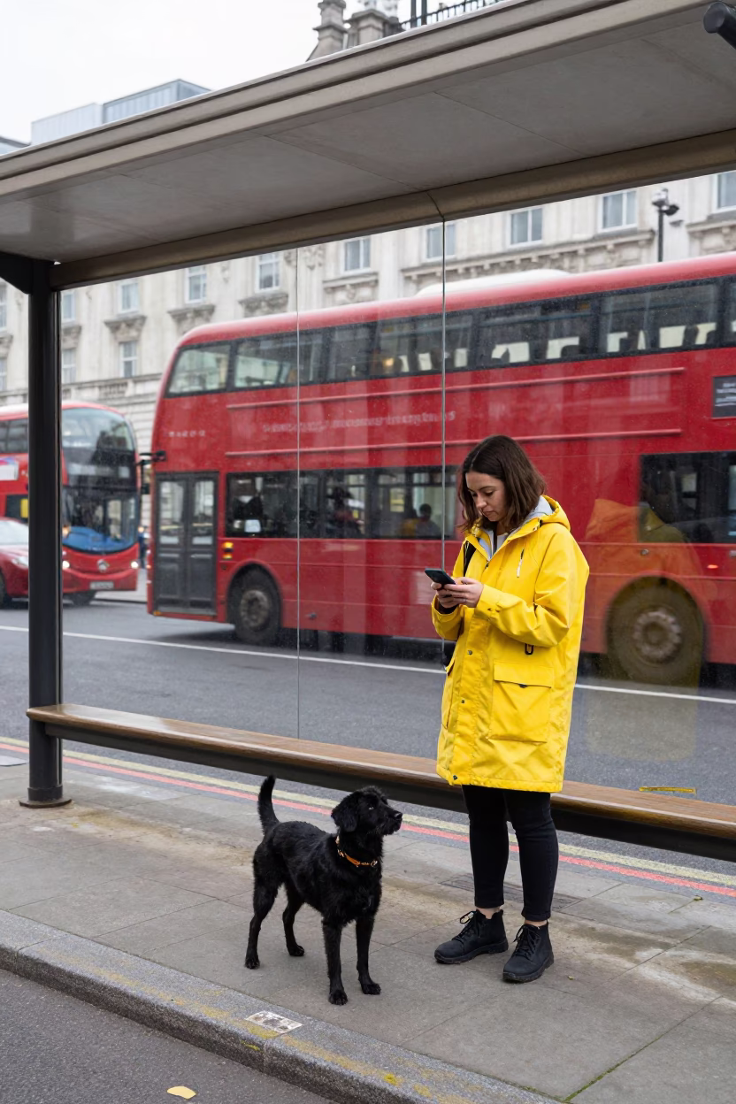London Dog at Flat Noon Light in in London, United Kingdom