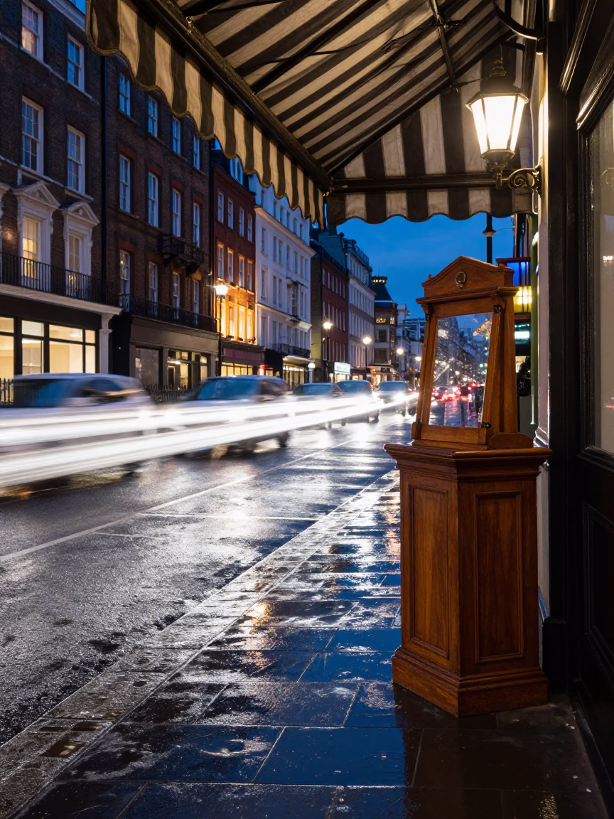 London Headlight Streaks at As City Lights Begin To Glow in in London, United Kingdom