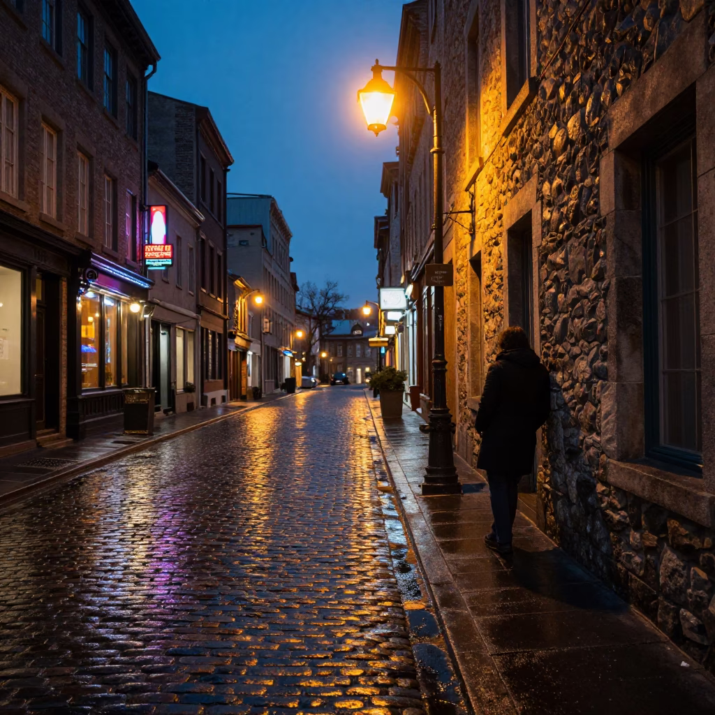 Lone Figure in Montreal in in Montreal, Quebec, Canada
