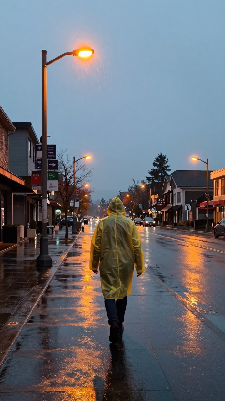 Lone Figure in Vancouver in in Vancouver, British Columbia, Canada