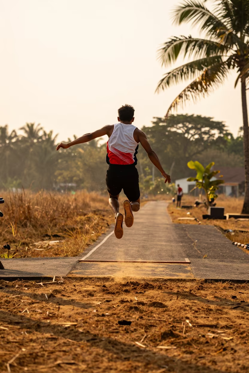 Long Jumper Golden Hour Flight Medan Roadside in at a roadside stop near Medan