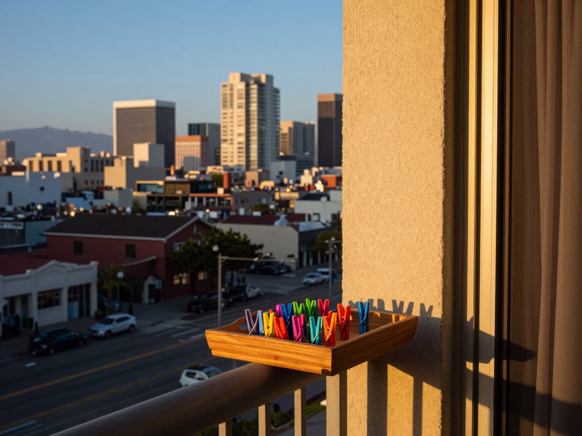 Los Angeles Balcony Scene at The Early Evening Light in in Los Angeles, California, United States