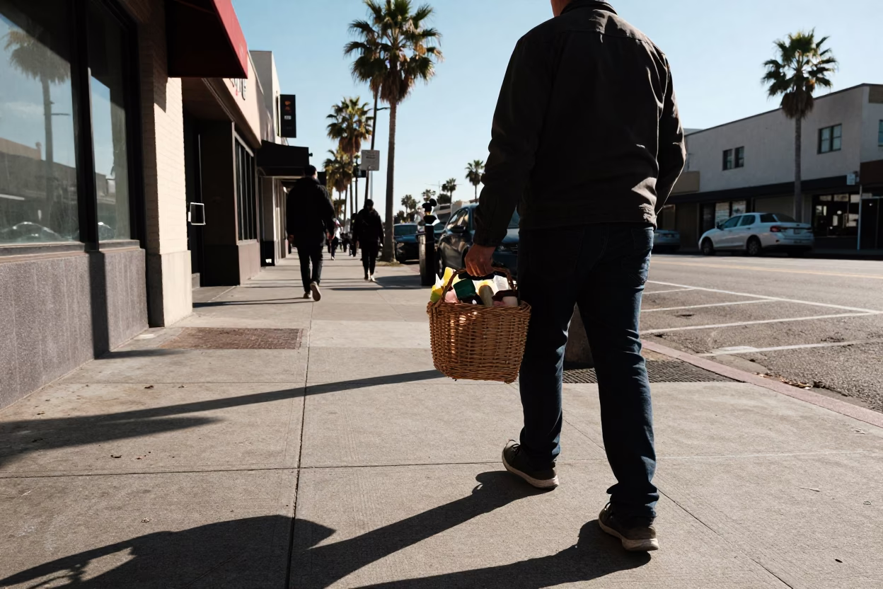 Los Angeles California Street Scene Late Afternoon Light with Local Details in in Los Angeles, California, United States
