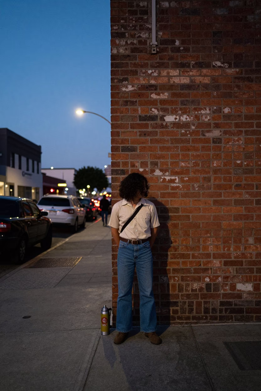 Los Angeles California Twilight Street Scene with Vintage Thermos and Urban Details in in Los Angeles, California, United States