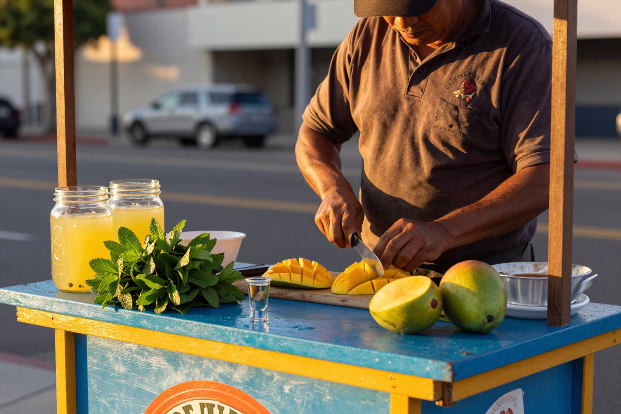 Los Angeles Leaves Preparation at Golden Hour in in Los Angeles, California, United States