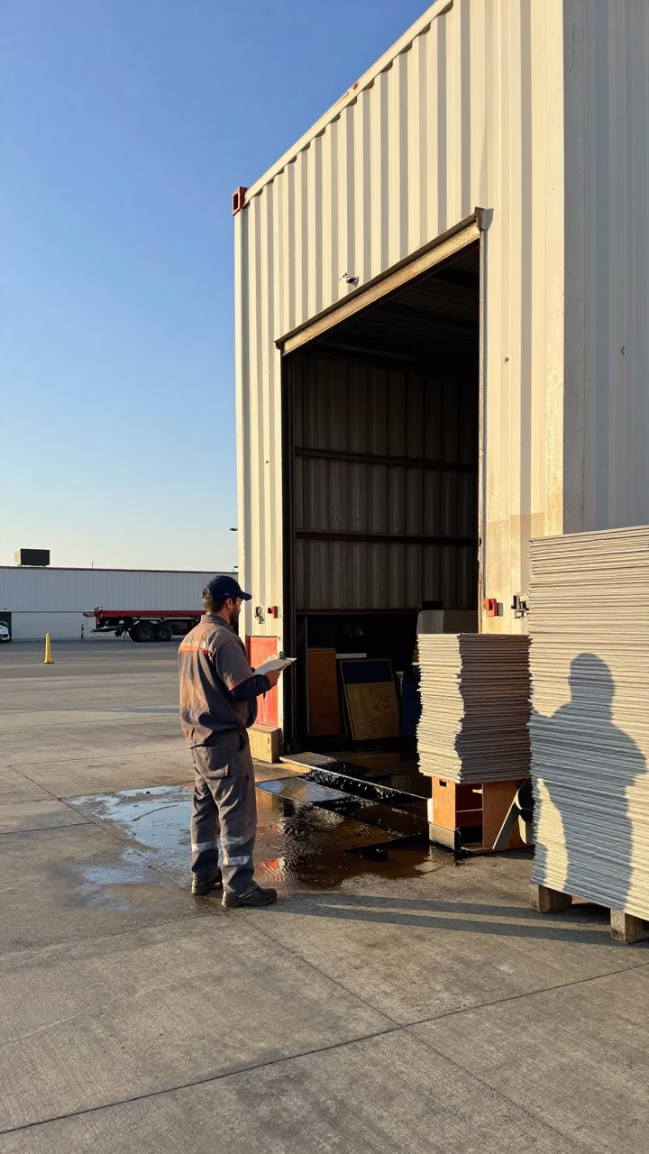 Los Angeles Loading Dock Afternoon Logistics and Grease Sheen in in Los Angeles, California, United States