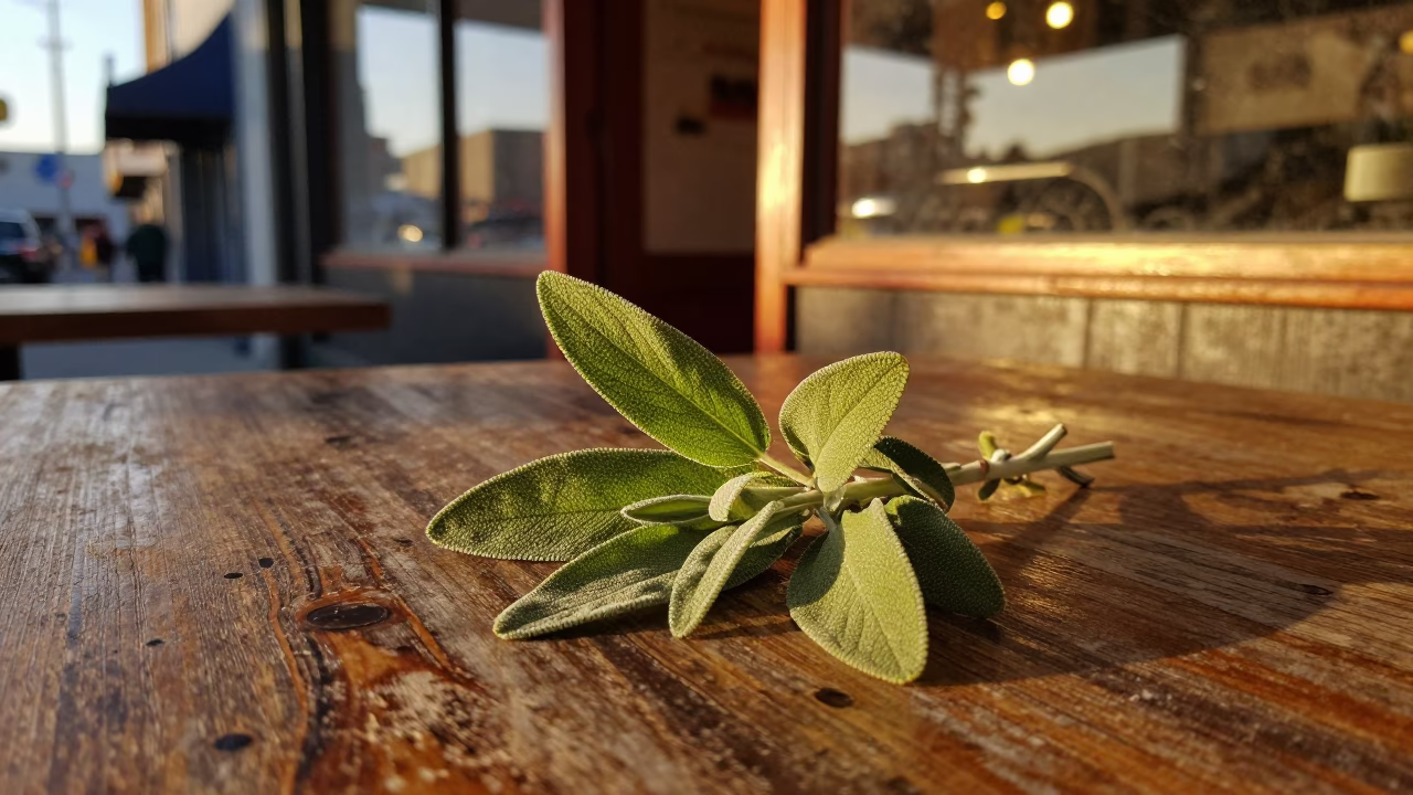 Los Angeles Sage Leaves at Honeyed Evening Light in in Los Angeles, California, United States