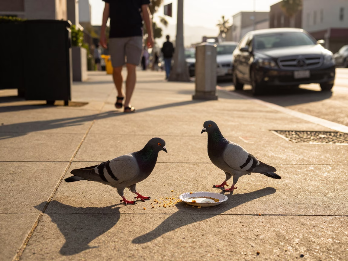Los Angeles Street Scene at Honeyed Evening Light in in Los Angeles, California, United States