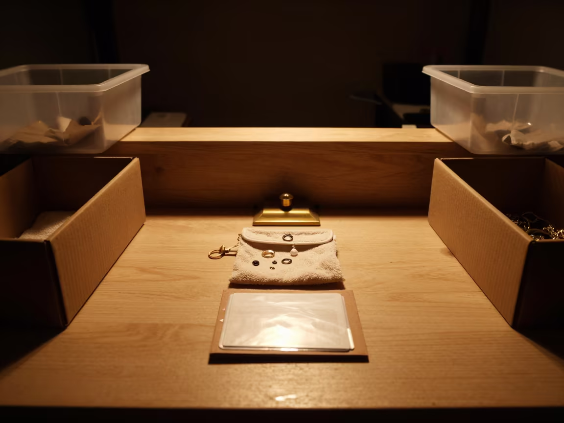 Lost Jewelry Pouch Board at Spa Reception in inside a spa reception near Chengdu