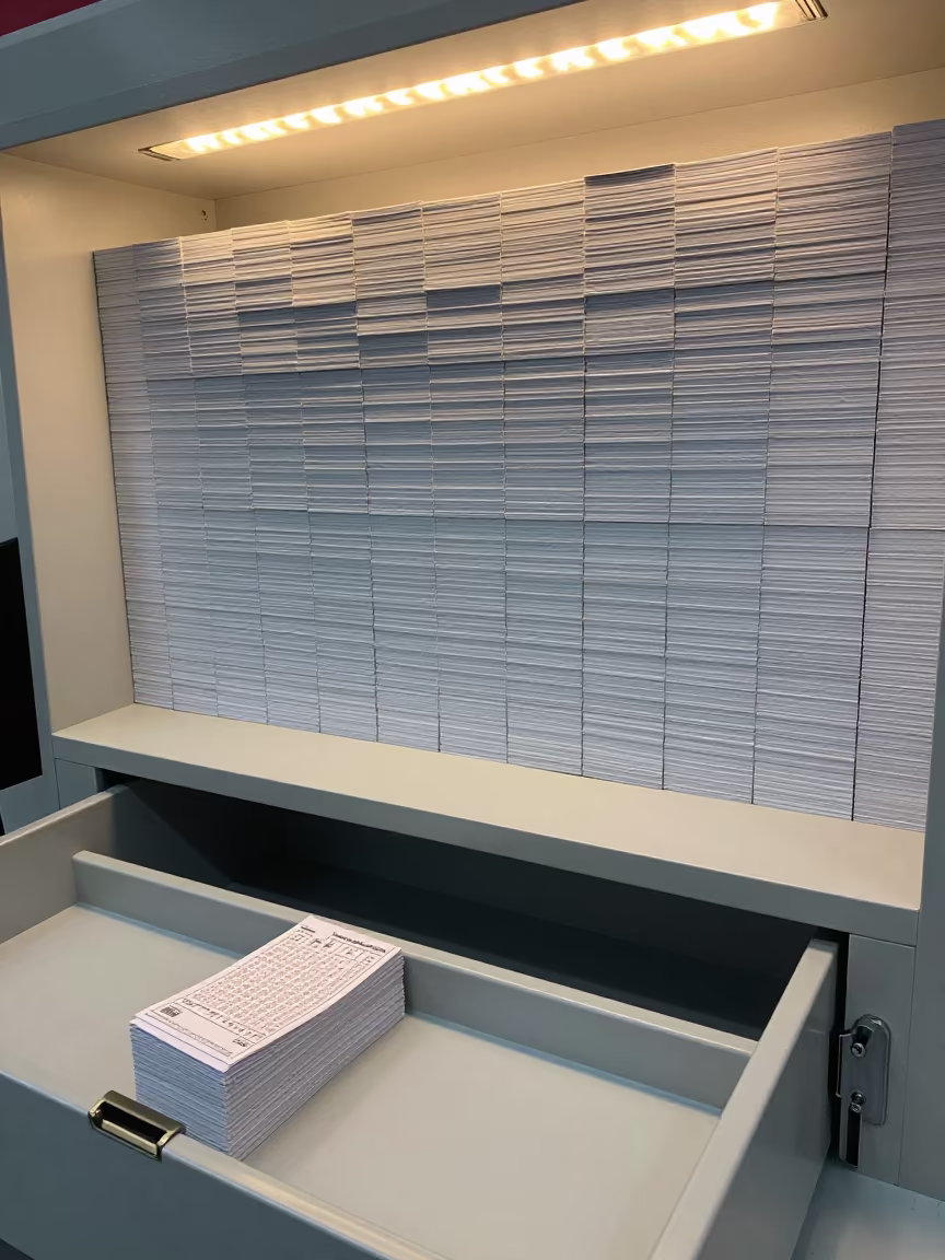 Lottery Ticket Drawer Restock Surreal Grid Before Dawn in along a front-of-store display run near Kulim