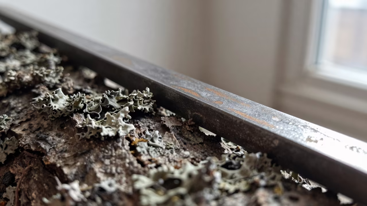Louped Steel Texture on Winter Bark in on lichen-covered bark in Chandigarh