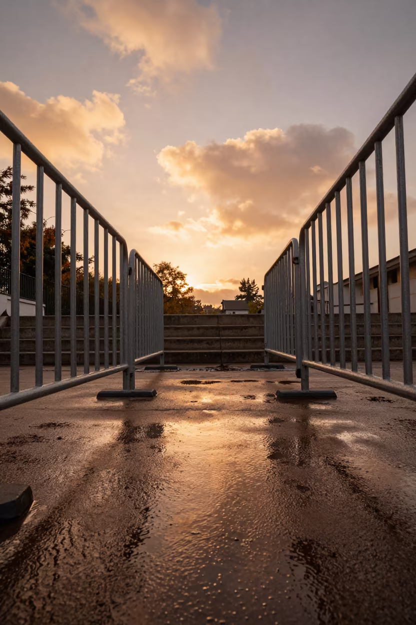 Low Angle Barricades After Protest at Mallawi Polling Station in outside a polling station entrance near Mallawi