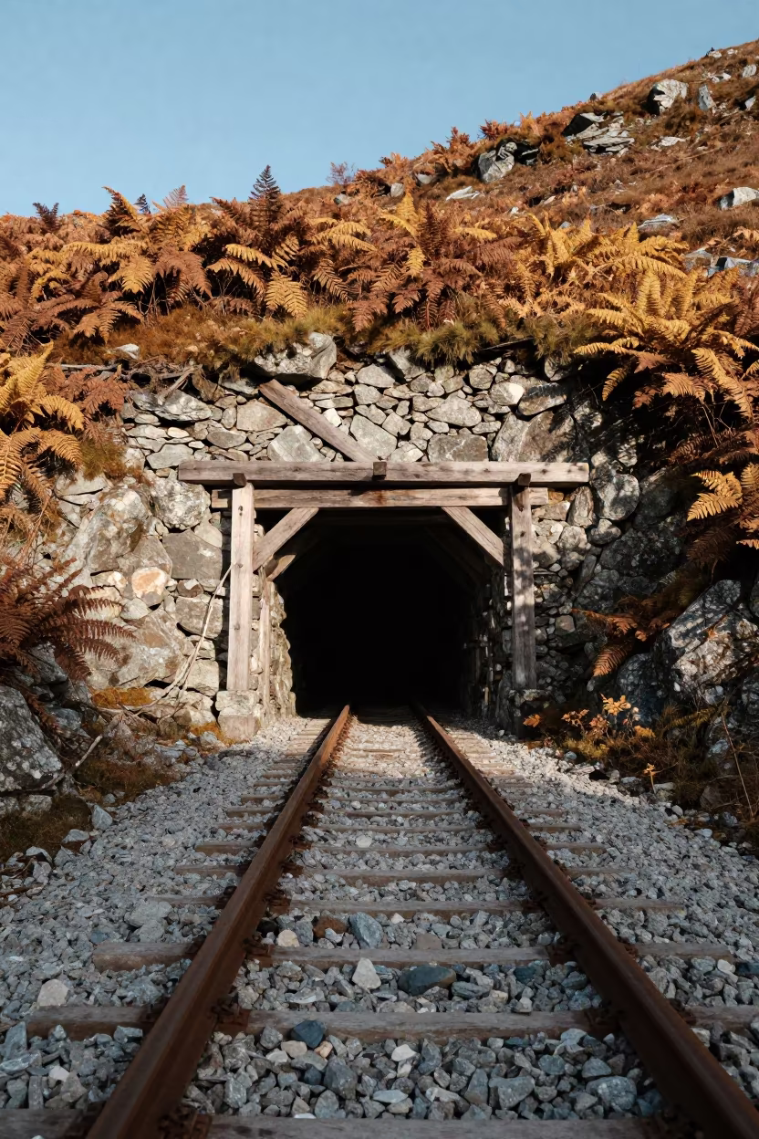 Low Angle Coal Mine Entrance Slovakia Tracks in in Slovakia