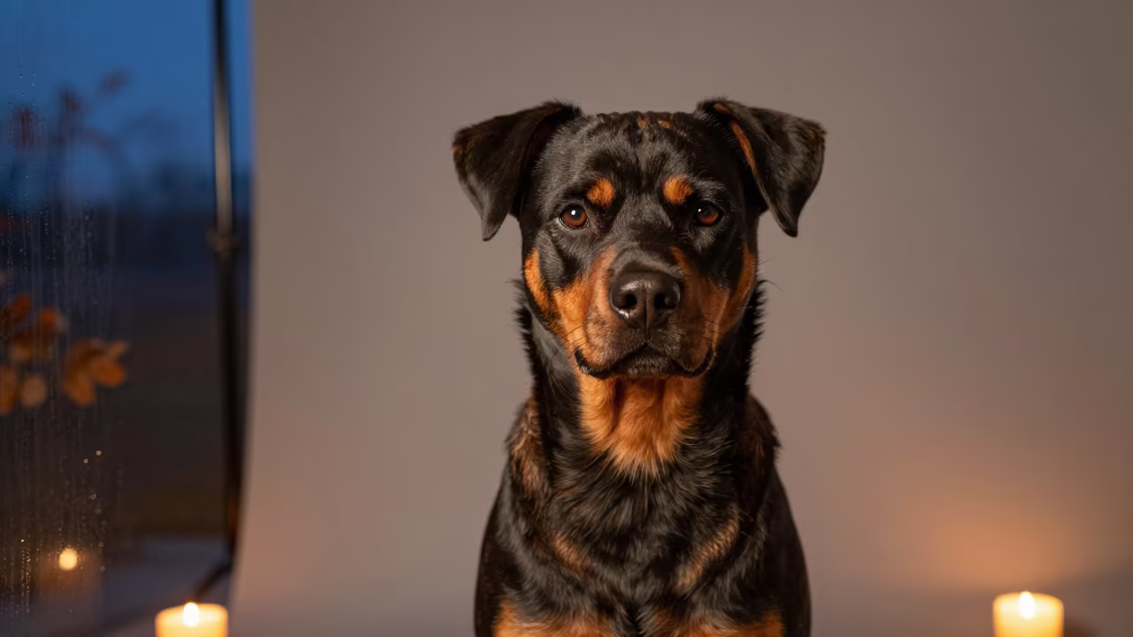 Löwchen Portrait in Candlelit Twilight Studio in in a quiet portrait studio with a plain backdrop and eye-level framing near Samsun