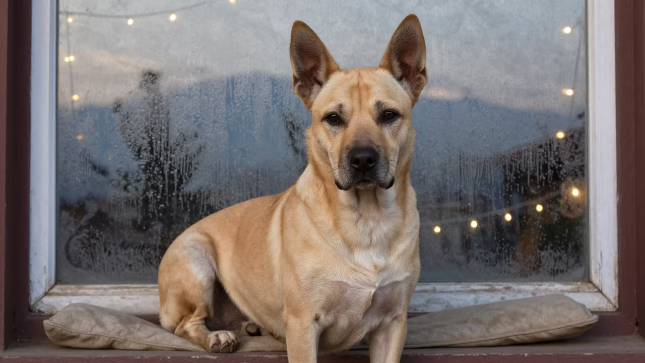 Löwchen Portrait on Cushioned Window Seat Evening in on a cushioned window seat with soft side light and an uncluttered background in Pokhara