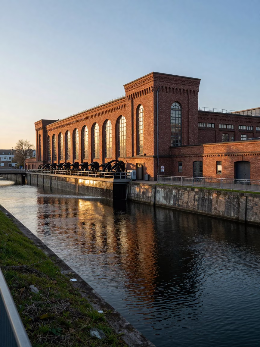 Lowland Canal in Vienna at As First Light Reaches The Scene in in Vienna, Austria