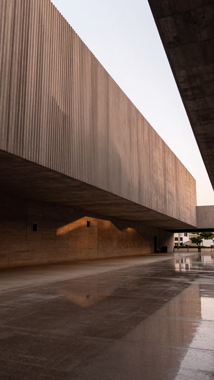 Luanda Ribbed Concrete Lobby Geometric Vestibule in inside a ribbed concrete lobby in Luanda