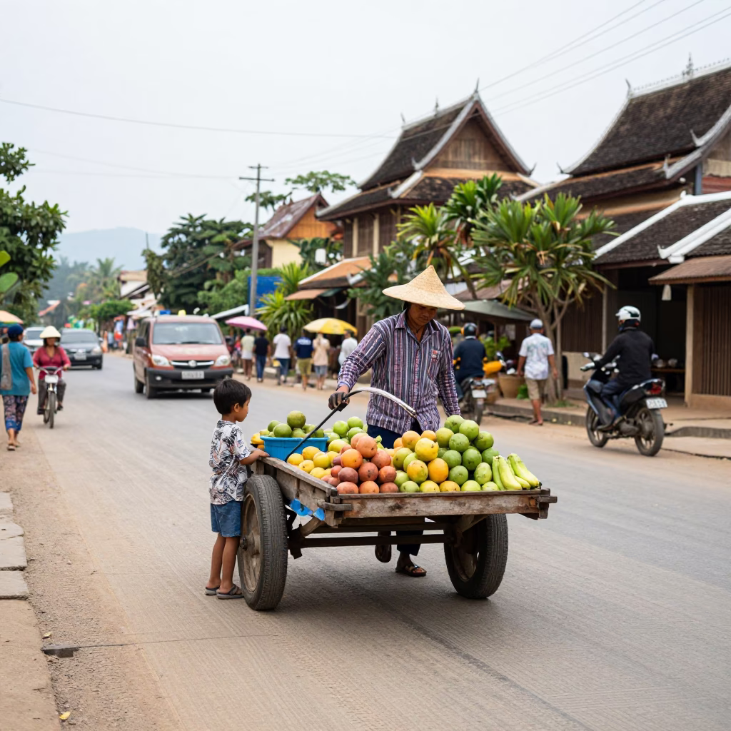 Luang Prabang Fruit Cart in in Luang Prabang, Laos