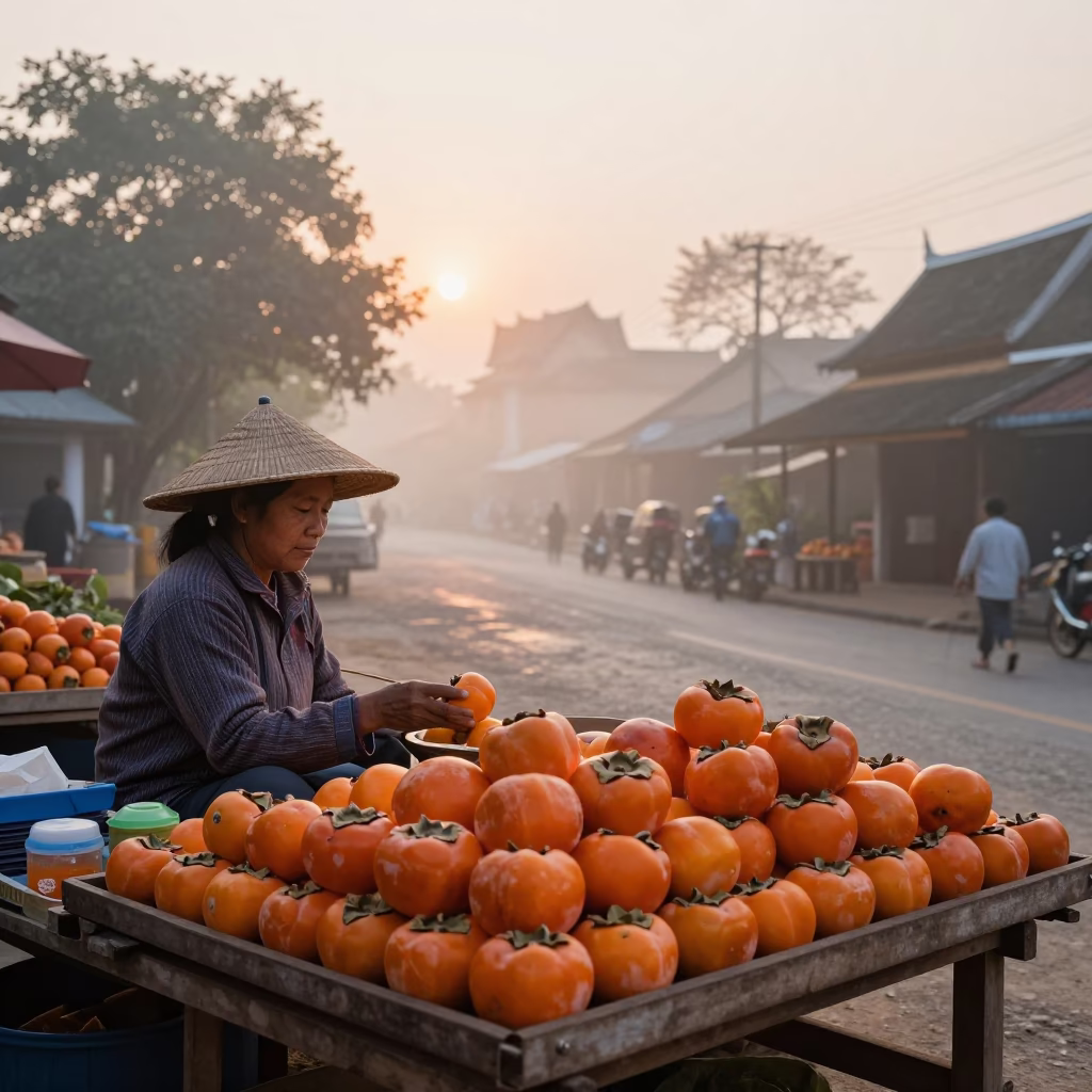 Luang Prabang Market Stall at First Light Of Dawn in in Luang Prabang, Laos