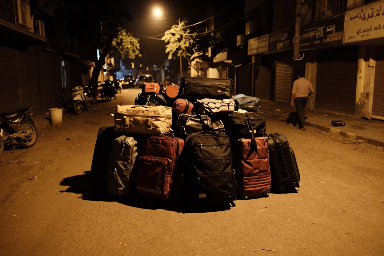 Luggage Cluster in Delhi at Deep In The Night Light in in Delhi, India
