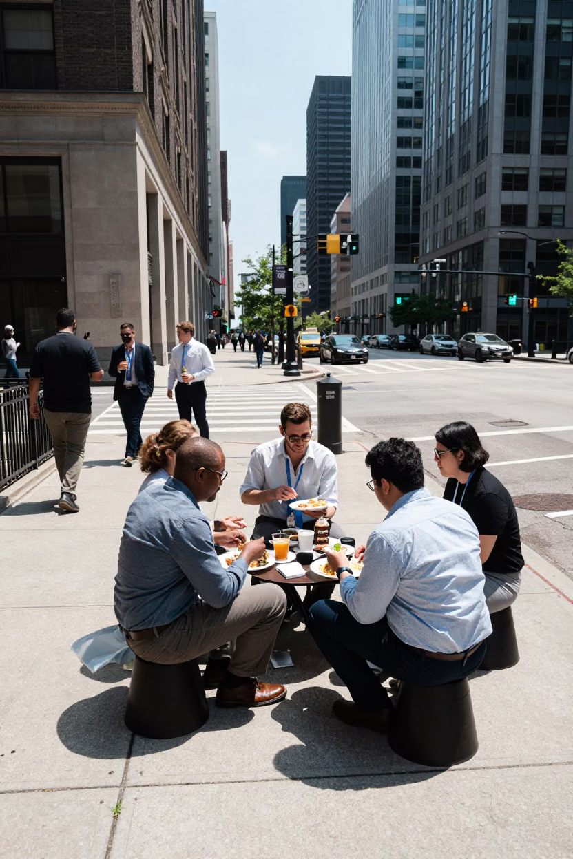 Lunch Break in Chicago at The Flat Glare Of Noon Light in in Chicago, Illinois, United States