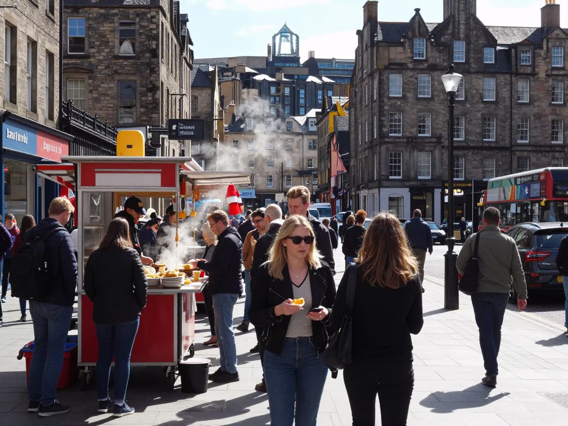 Lunch Break in Edinburgh at The Flat Glare Of Noon Light in in Edinburgh, United Kingdom