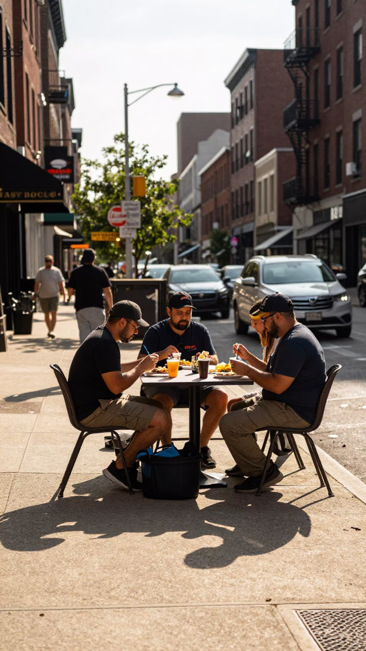 Lunch Break in Philadelphia at Clear Late-afternoon Light in in Philadelphia, Pennsylvania, United States