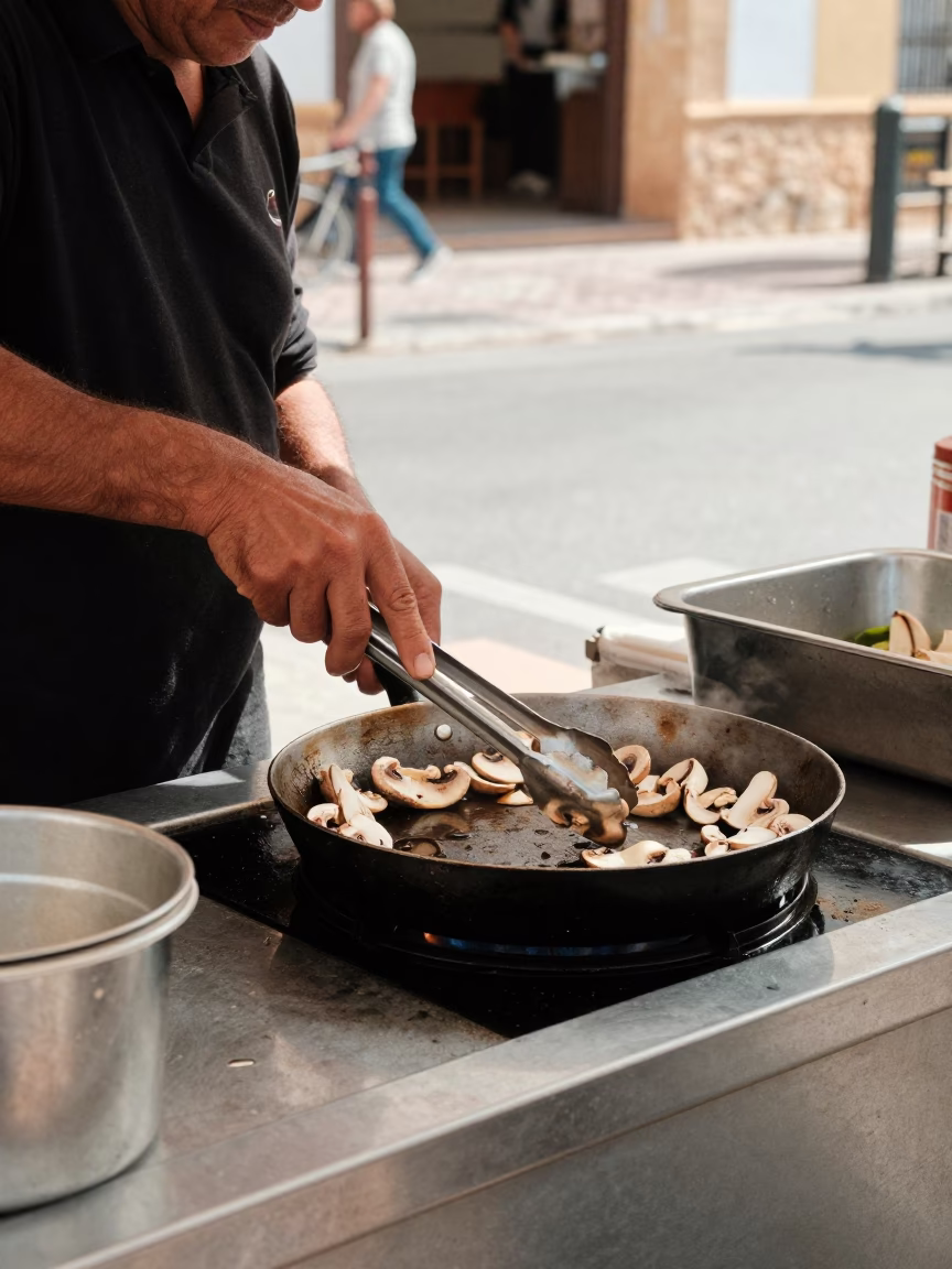 Lunch Preparation in Valencia at The Flat Glare Of Noon Light in in Valencia, Spain