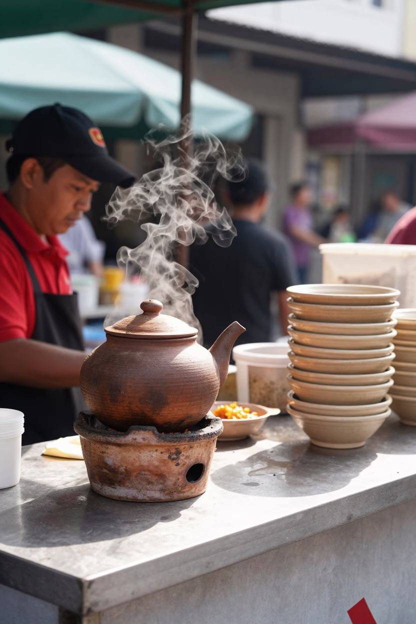 Lunch Stall in Kuala Lumpur at Flat Noon Light in in Kuala Lumpur, Malaysia
