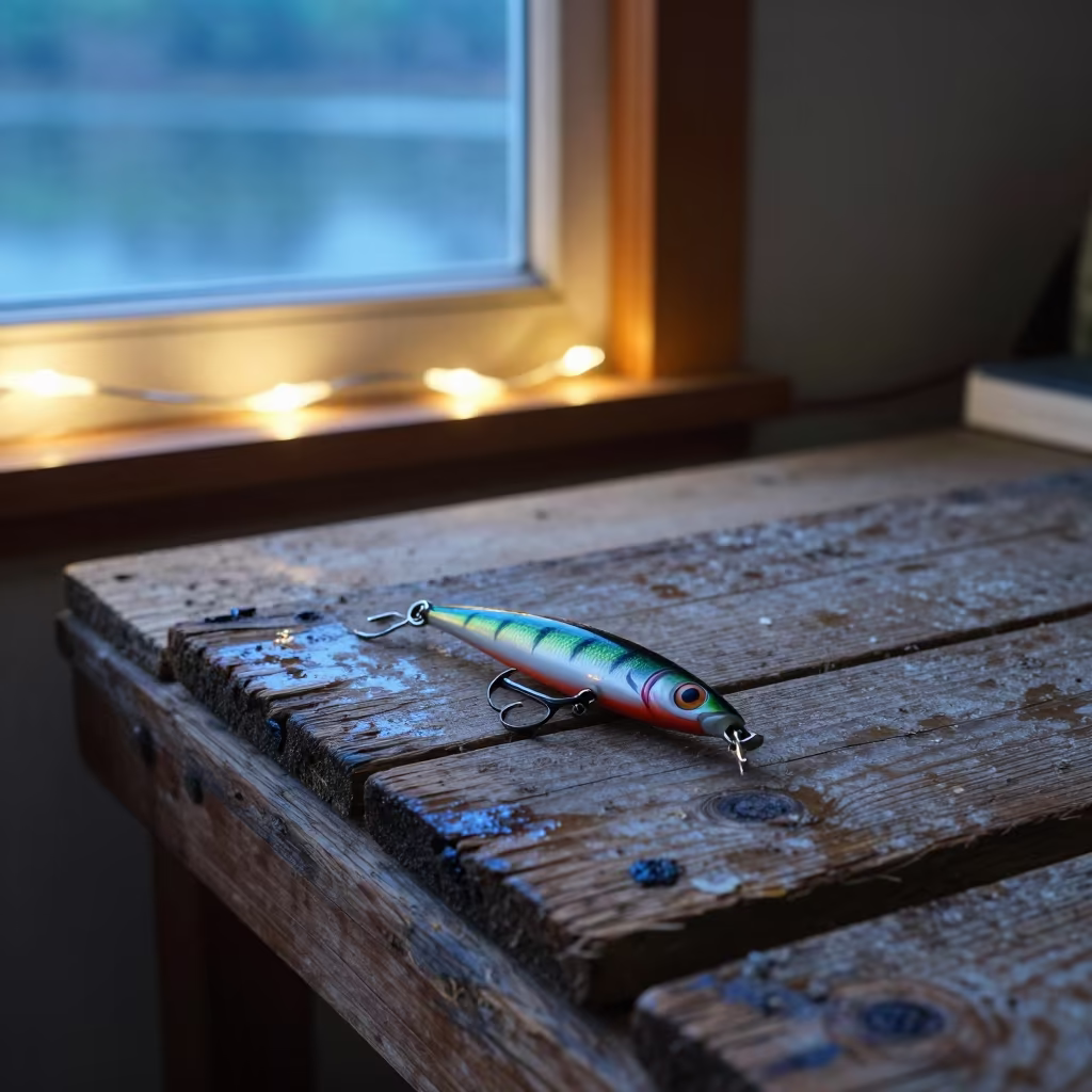 Lure on Dusty Table in Kasane Library in on a dusty library table in Kasane