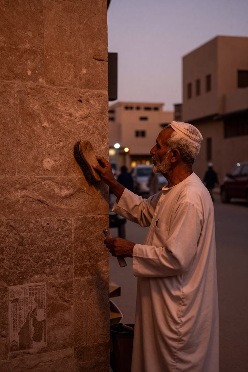 Luxor Egypt Before Dusk Copper Light Street Scene with Local Artisan Tools in in Luxor, Egypt