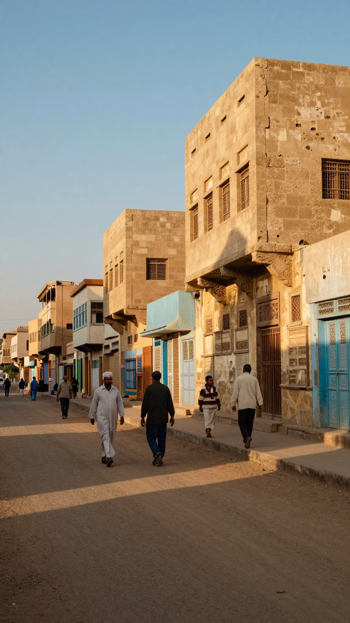 Luxor Egypt Late Afternoon Street Scene with Colorful Local Life and Traditional Architecture in in Luxor, Egypt