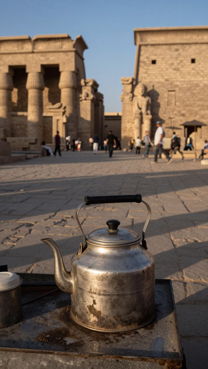 Luxor Egypt Late Afternoon Street Scene with Tea Stains and Local Life in in Luxor, Egypt