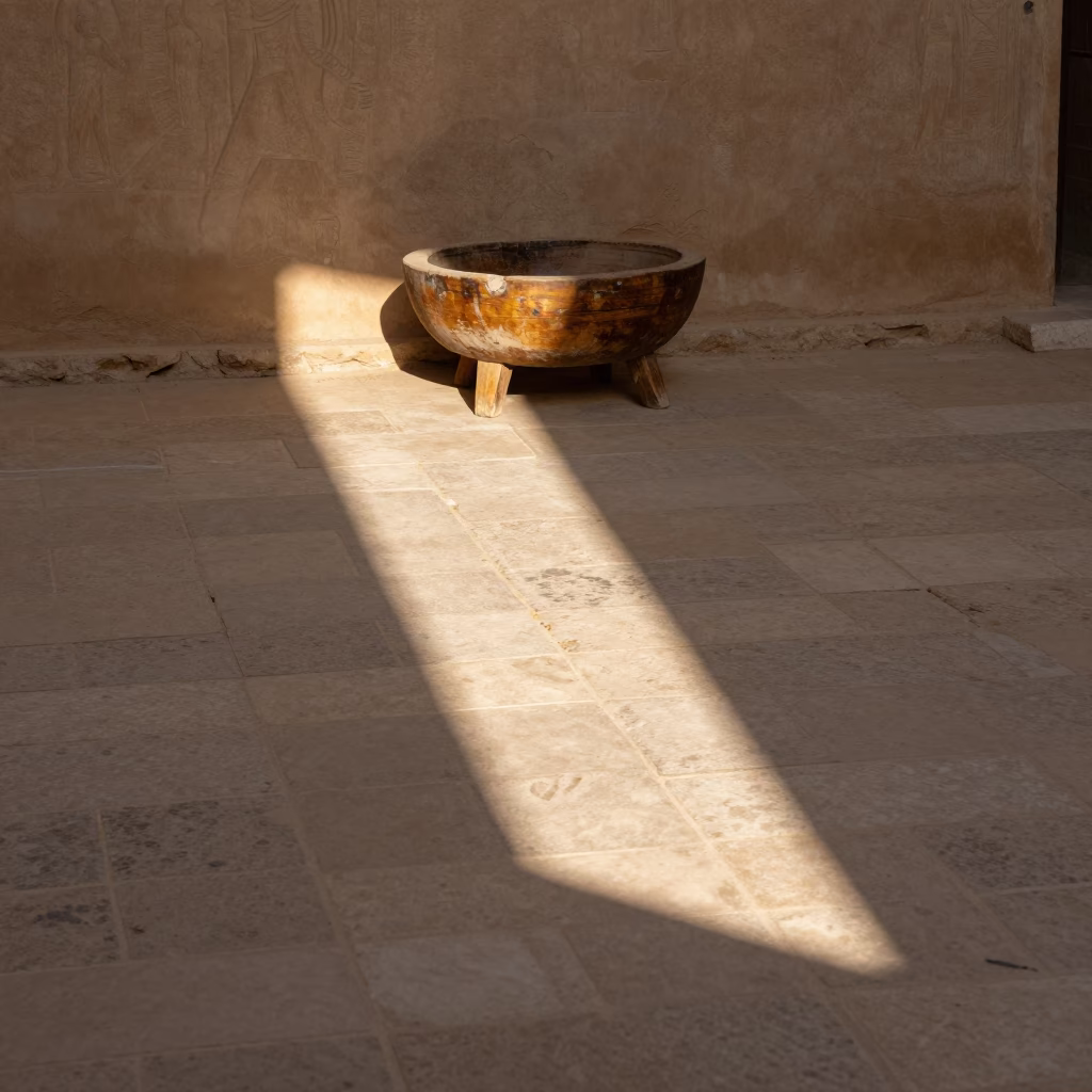 Luxor Egypt Late Afternoon Sunlight Striking Ancient Floor Tiles Near Nile River in in Luxor, Egypt