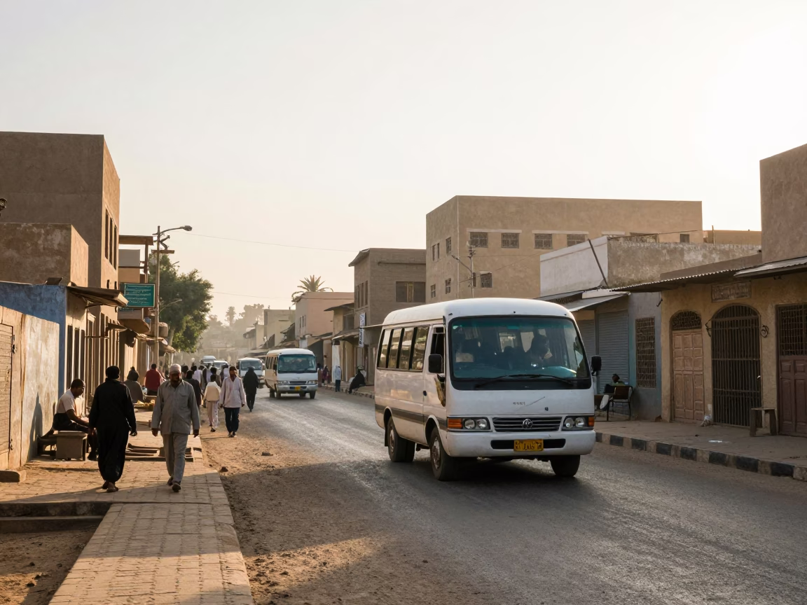 Luxor Egypt Street Scene Just After Sunrise with Traditional Transport and Local Life in in Luxor, Egypt