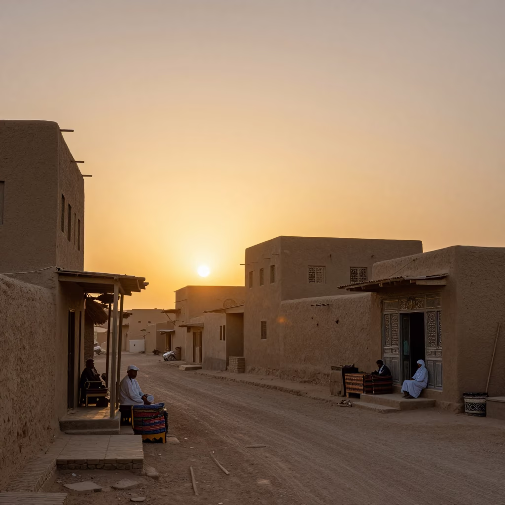 Luxor Egypt Sunset Street Scene with Traditional Decor and Local Life in in Luxor, Egypt