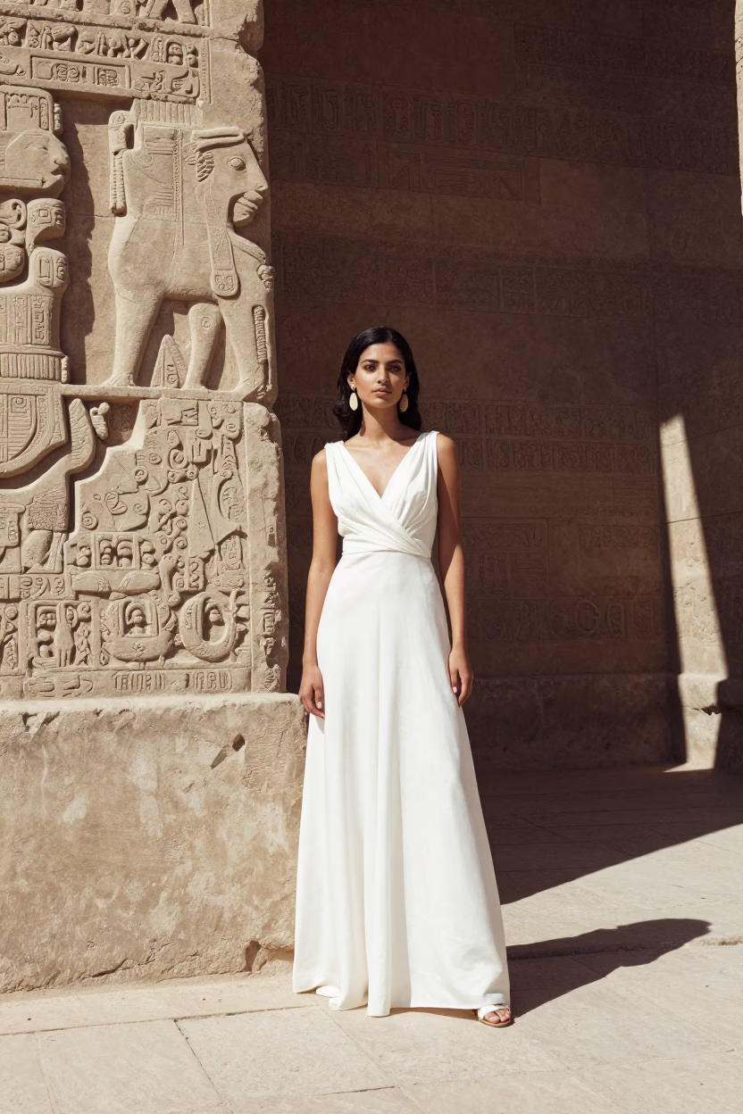 Luxor Fashion Model at The Flat Glare Of Noon Light in in Luxor, Egypt