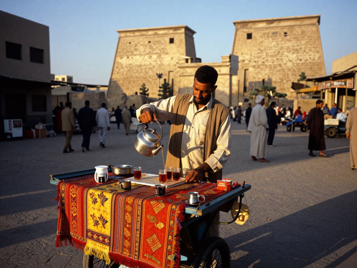 Luxor Late Afternoon at Clear Late-afternoon Light in in Luxor, Egypt