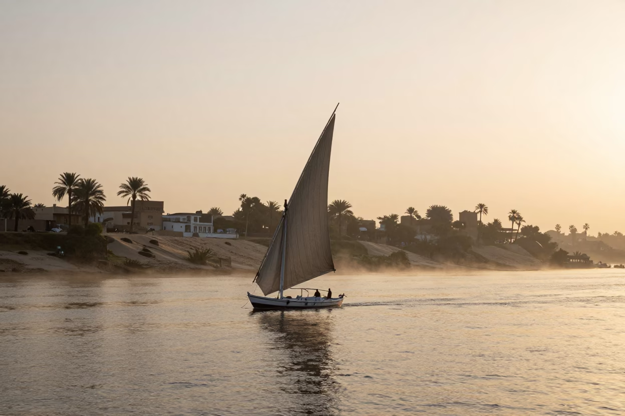 Luxor Morning Light at As First Light Reaches The Scene in in Luxor, Egypt
