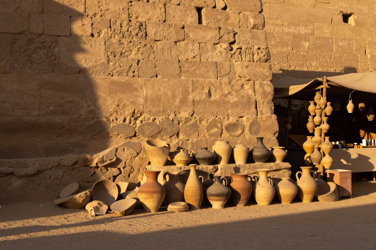 Luxor Pottery Shards at Golden Hour in in Luxor, Egypt