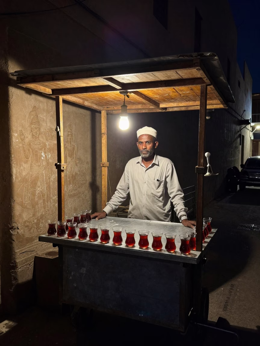 Luxor Soap Streaks at Deep In The Night Light in in Luxor, Egypt