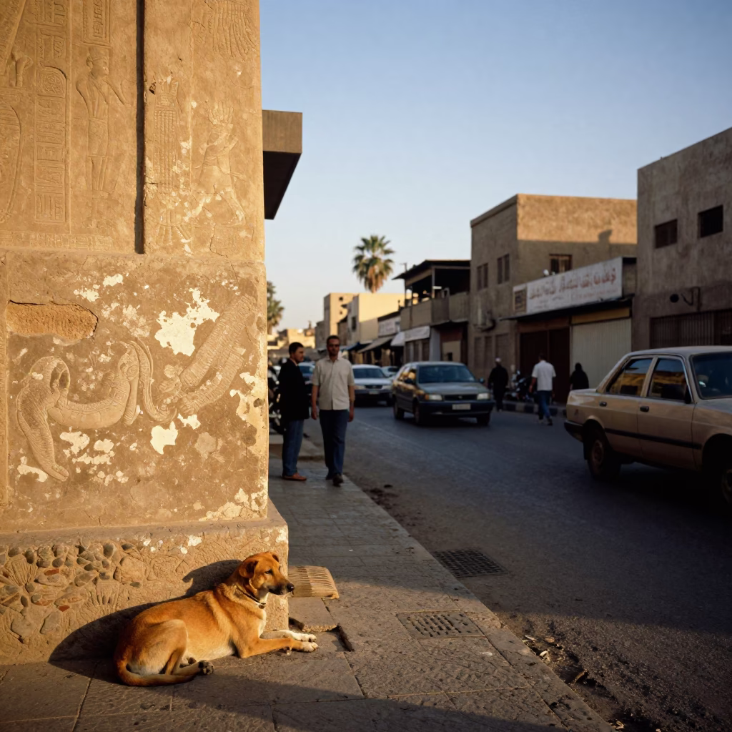 Luxor Street Corner Warm Afternoon Light With Local Daily Life Details in in Luxor, Egypt