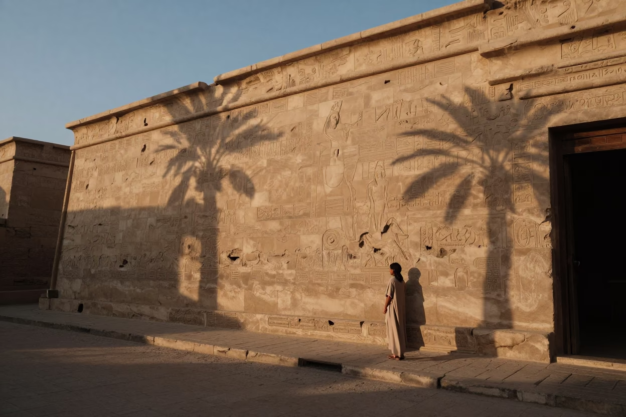 Luxor Street Scene at The Early Evening Light in in Luxor, Egypt