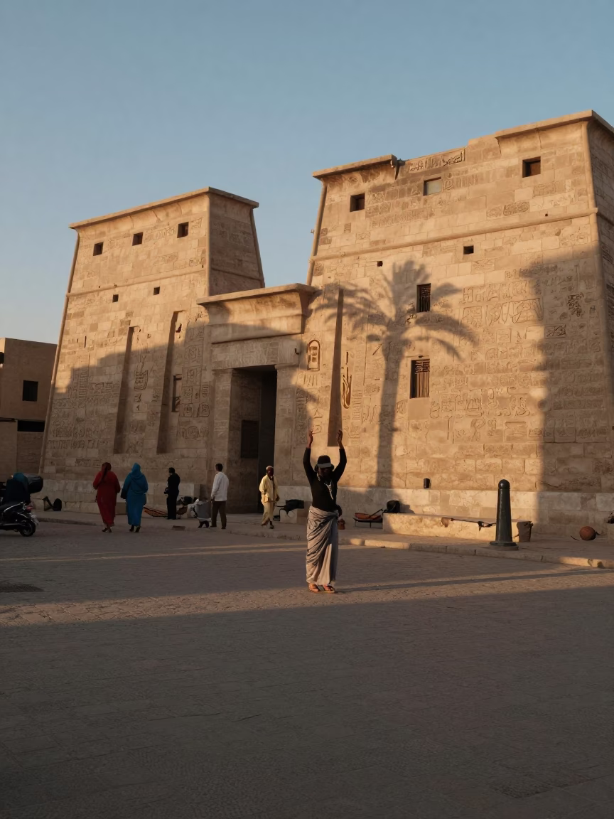Luxor Street Scene at The Early Evening Light in in Luxor, Egypt