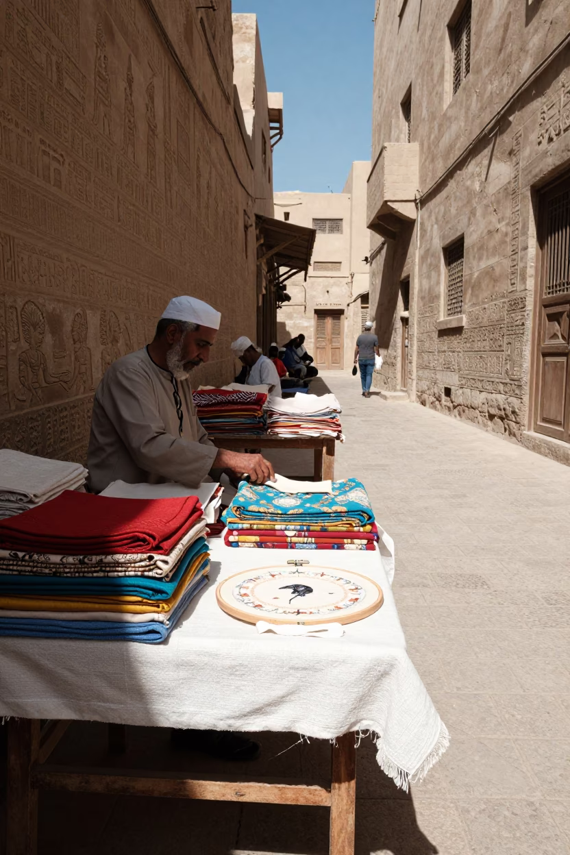 Luxor Street Scene at The Flat Glare Of Noon Light in in Luxor, Egypt