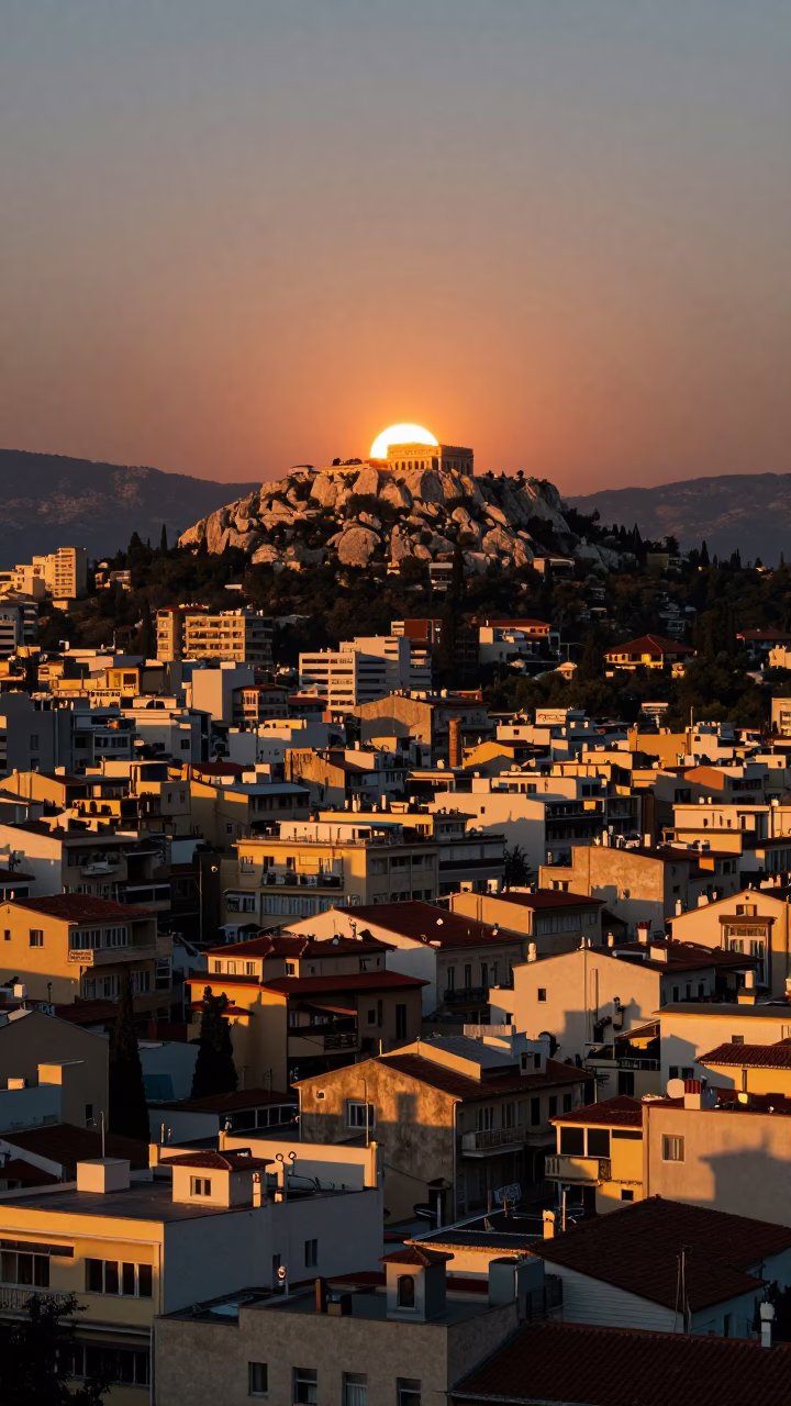 Lycabettus Hill And City Rooftops in Athens in in Athens, Greece