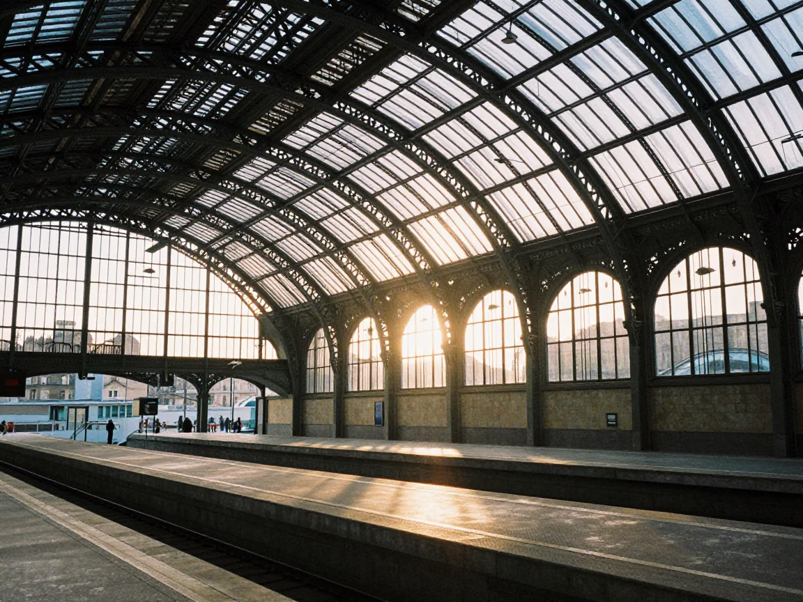 Lyon Arched Roof at As First Light Reaches The Scene in in Lyon, France