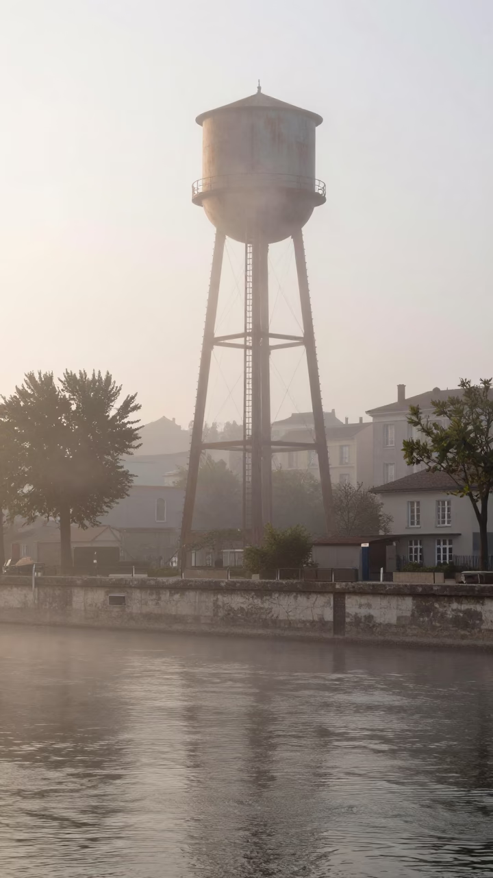 Lyon Morning Mist at Nautical Dawn Light in in Lyon, France