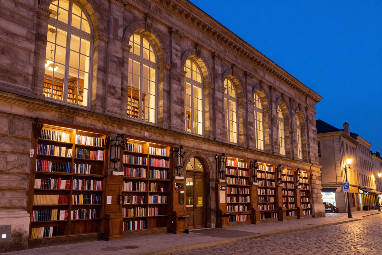 Lyon Stacks Late at Indigo Twilight After Sunset in in Lyon, France